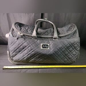 Vera Bradley Rolling Duffle Bag Solid Black Quilted Carry On Suitcase
